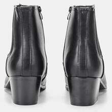 Men's Fashion High-Heeled Boots, Pu Leather, Chelsea Style, British Style - Black - View 6