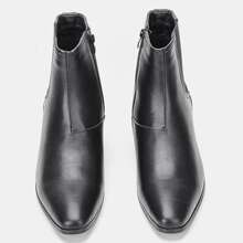 Men's Fashion High-Heeled Boots, Pu Leather, Chelsea Style, British Style - Black - View 4