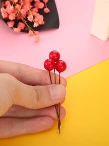 人造冬青浆果，100 片迷你 13 毫米假浆果装饰线，用于圣诞树装饰花环 DIY 工艺用途（红色）最佳礼物 - 紅色 - 查看 5