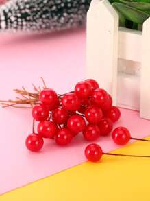 人造冬青浆果，100 片迷你 13 毫米假浆果装饰线，用于圣诞树装饰花环 DIY 工艺用途（红色）最佳礼物 - 紅色 - 查看 6