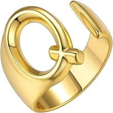 1 Stück Vergoldeter Kühner Initialring, Offener Verstellbarer Personalisierte Siegelring Für Frauen Mit Gravur