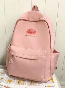 Simple Pink Large Capacity Backpack - Pink - View 1