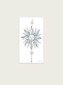 1Sheet Sun Print Tattoo Sticker Arm Tattoo Sticker Diy Body Art Decals Temporary Tattoo Sticker - Black - View 4