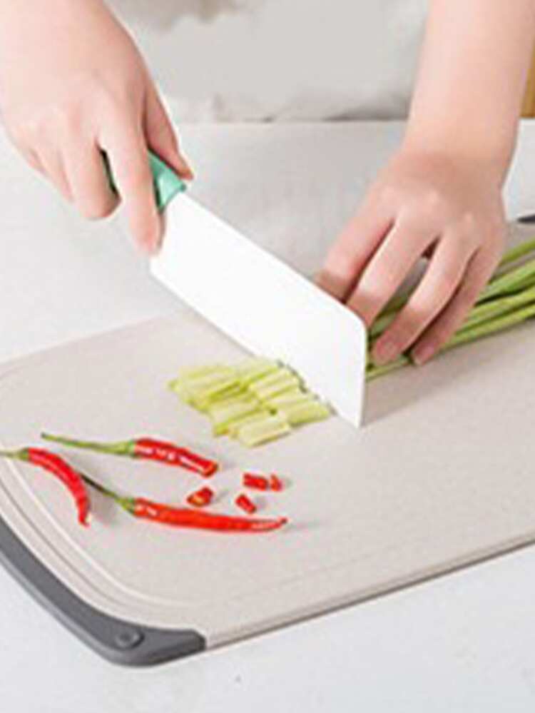 1pc Tabla De Cortar De Cocina Multifuncional Hecha De Paja De Trigo, Antideslizante Y Fácil De Limpiar - Beis - Añade 1