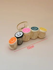 1pc Women's Multi-Colored Hair Claw Clip With Smiling Faces, Hearts And Eyes & Colorful Hair Claw, Suitable For Daily Use Valentine - Multicolor - View 2