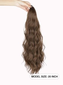 Extension de queue de cheval Clip Ponytail pour femmes Extension de queue de cheval ondulée de 20 pouces en synthétique naturel doux pour un usage quotidien (brun clair)
