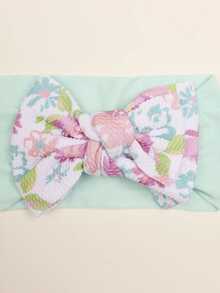 1 件裝嬰兒可愛蝴蝶結花卉髮帶 - 薄荷綠 - 查看 4