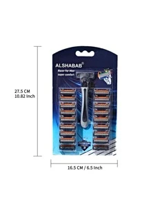 ALSHABAB 1 dao cạo râu + 30 hộp mực thay thế dự phòng 3 lưỡi dao cạo râu nam màu xám máy cạo râu thủ công cho nam thợ cắt tóc cạo râu - Xám - Xem 2