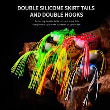 逼真柔軟的釣魚餌,雙勾空心仿蛙餌,人工餌料用於鱸魚和梭魚釣魚 - 橘色 - 查看 9