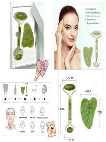 12 Jade Roller Massager + Gua Sha Facial Massager - Lime Green - View 2