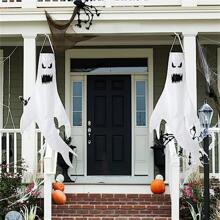 1pc Halloween Wind Chime Ghost Decor, Non-Glow/LED Glow Ghost Print Hanging Ornament For Halloween Party Decoration