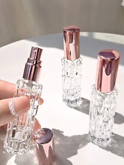 1 个香水喷雾瓶，空的可再填充玻璃瓶，10ml 防漏玻璃瓶容器，便携式必备香水，旅行必需品（玫瑰金）旅行必需品，海滩旅行组织者，暑假返校学校用品假日露营假日必需品配件迷你女士香水男士香水旅行配件旅行必备品学校配件东西返校用品