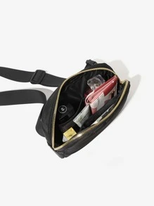 Bolso De Cintura Sólido De Color Nuevo Para Mujeres De 2023, Bolsa De Pecho Para Correr Y Deportes Con Celular, Moda Y Deporte Para Mujer - Negro - Ver 7