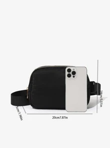 Bolso De Cintura Sólido De Color Nuevo Para Mujeres De 2023, Bolsa De Pecho Para Correr Y Deportes Con Celular, Moda Y Deporte Para Mujer - Negro - Ver 5