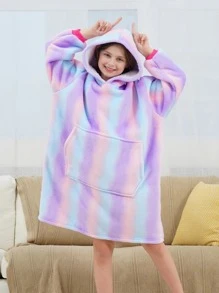 Girls' Bright Purple Striped Thermal Homewear - Multicolor - View 3