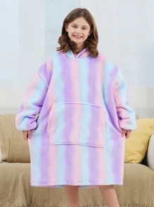 Girls' Bright Purple Striped Thermal Homewear - Multicolor - View 4