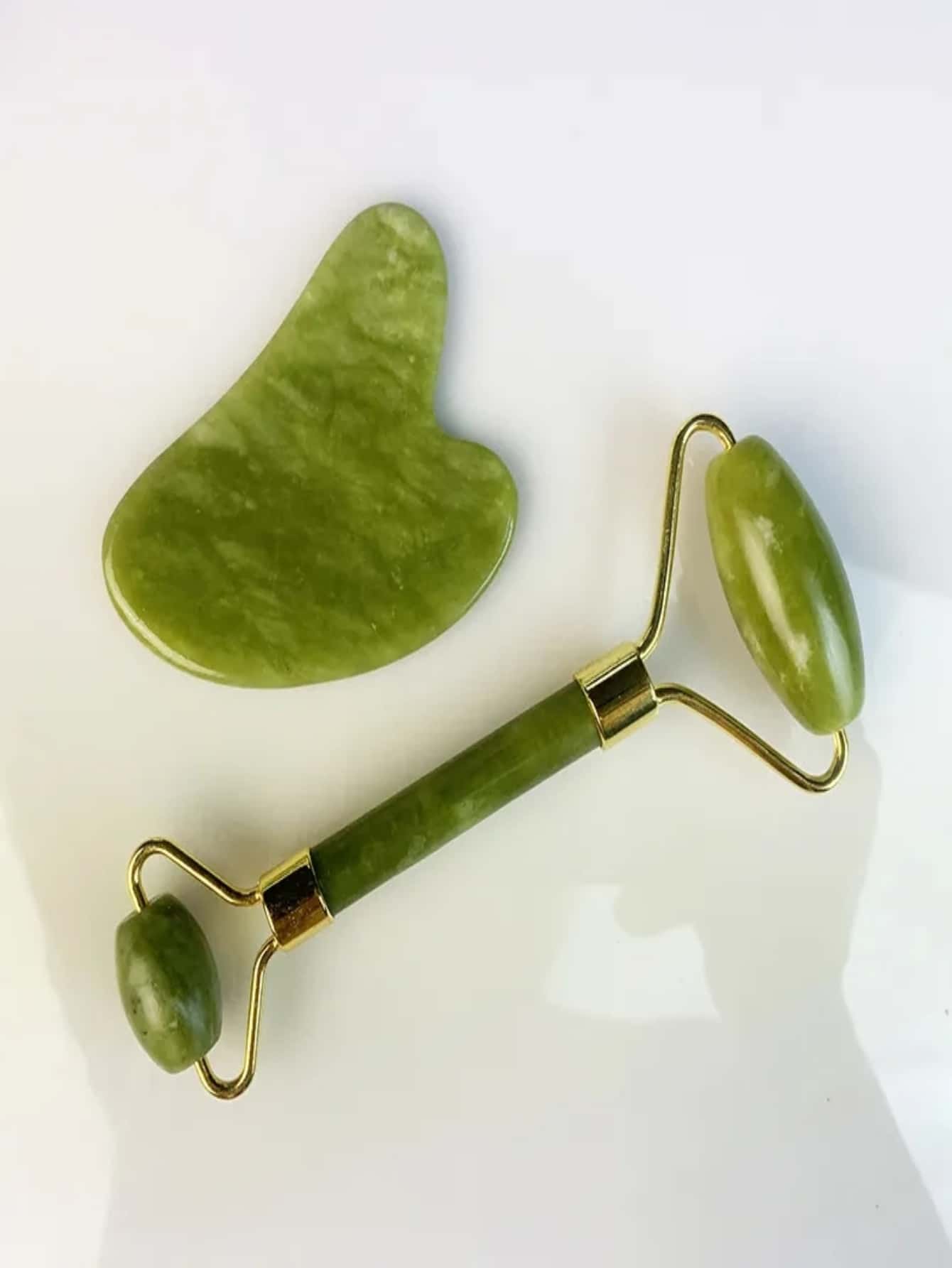 12 Jade Roller Massager + Gua Sha Facial Massager - Lime Green - View 1