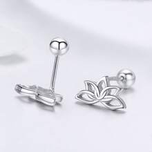 925純銀蓮花耳釘適合女士優雅花耳環銀首飾類
