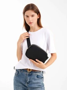 Bolso De Cintura Sólido De Color Nuevo Para Mujeres De 2023, Bolsa De Pecho Para Correr Y Deportes Con Celular, Moda Y Deporte Para Mujer - Negro - Ver 8