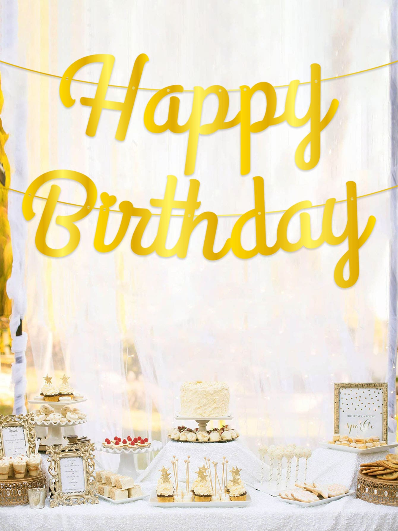 Pink Rose Gold Happy Birthday Banner – Glitter Birthday Party Decorations Kit For Ceiling, Wall, Table - View #8