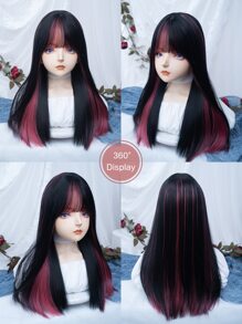 alicegarden 1pc Synthetic Fiber Long Straight Wig, 24 Inches Multi-color, Heat-resistant, Natural Looking And Suitable For Daily Wear - Multicolor - View 7