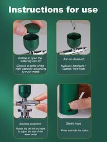 Portable High Pressure Oxygen Injection Device For Home Use, Rechargeable Nano Sprayer For Skin Moisturizing, No Needle Water Oxygen Beauty Instrument, Suitable For Model Coloring, Nail Art And Tattoo, Long Green Version - Green - View 10