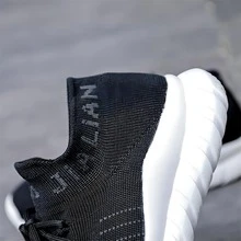 甲廉1雙運動風肩帶和鞋帶裝飾的慢跑鞋,既適合休閒又適合行走,eva鞋底帶有抗菌和除臭特性,適用於男性 - 黑色 - 查看 5