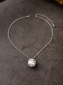 Disco Ball Pendant Necklace - Silver - View 4