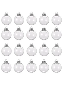 12入組透明聖誕裝飾品,可裝入松針和人造莓果的透明裝飾品,透明塑料可填充裝飾球聖誕樹裝飾 - 白色 - 查看 1