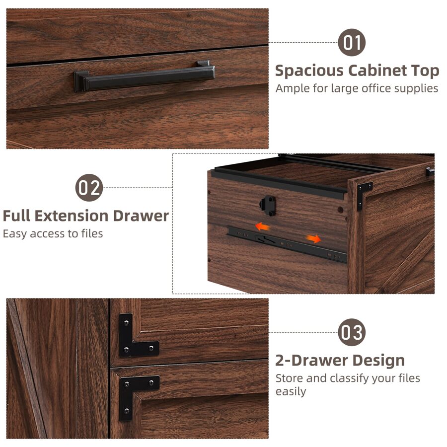 2 Drawer Farmhouse File Lateral Filing For Home Office
