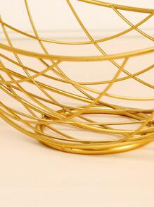 1入組鐵藝糖果托盤,創意設計的中空水果籃,客廳咖啡桌小吃收納籃 - 金色 - 查看 3