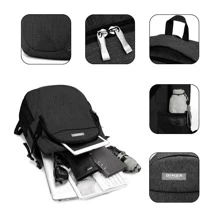 16'' Large Capacity Multi-compartment Pvc Laptop Bag With Zipper, Suitable For Office And Work - Black - View 6