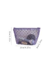 1pc/3pcs Women Travel Make Up Organizer Storage Pouch Mesh Cosmetic Bag Toiletry Clear Wash Bags Case - Purple - View 2