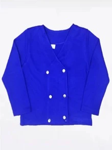 Suéter Cruzado Cuello V Con Botones Uniforme Escolar Para Escolta Punto Roma Tallas Reducidas - azul real - Ver 2