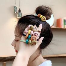 4入組英文字母m可愛的女士頭髮飾品糖果彈性紮頭髮皮筋