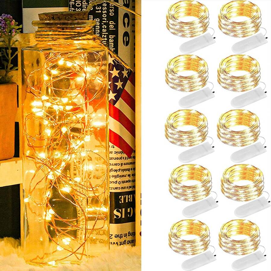 10 Pack Fairy String Lights (Battery Operated, For Wedding Table Decoration, Centerpieces, Crafts) - 3 m - View 1