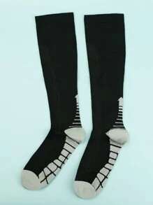 1 Pair Men's Outdoor Sports Fashionable Long Compression Socks - Black - View 3