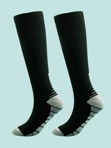 1 Pair Men's Outdoor Sports Fashionable Long Compression Socks - Black - View 2