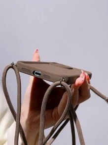 Apple With Phone Charm Solid Color Phone Case With Lanyard