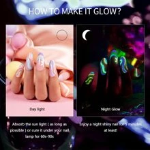 RARJSM Glow in The Dark Nail Art Gel Liner 12 Soft Pastel Colors Neon Green Blue Purple Pink Painting Luminous Gel Nail Polish Set UV LED Curing Requires Thin Nail Art Brush for Swirl Nails Design - Bộ phát sáng trong bóng tối - Xem 2