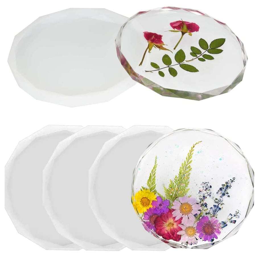 1pc Coaster Silicone Resin Mold Craft DIY Mould Crystal Epoxy Resin Casting Molds - White - View 1