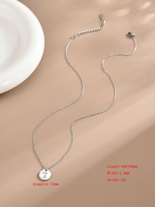 不锈钢 18k 镀金镜面圆形心形吊坠项链，银色，长度 450mm+50mm，不褪色，情人节、妈妈、母亲、母亲节、礼物 - 銀色 - 查看 11