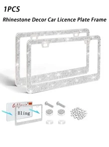 1 pieza Marco acrílico para placa de matrícula con cristales para coche - Blanco - Ver 1