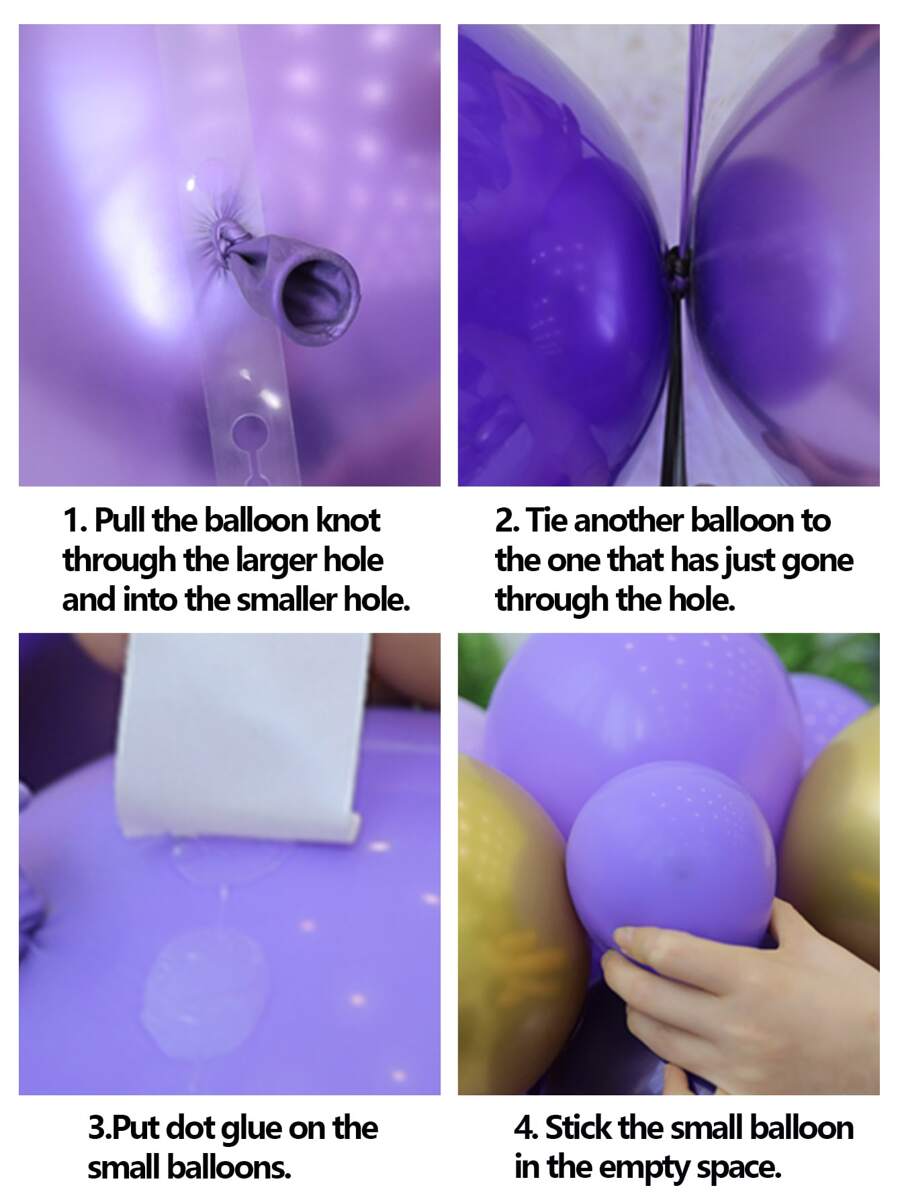 130pcs Purple Balloon Garland Kit, Purple And Gold Balloons Decorations
