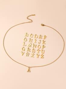 1pc Fashion 26 English Letter Necklace, Stainless Steel Jewelry For Women, Everyday Wear - Yellow Gold - View 4