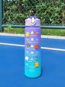 1pc 280/750/2000ml Large Capacity Purple Ombre PC Water Bottle, Comes With Random 3D Sticker, Sports & Fitness Portable Straw Cup, Suitable For Home, Travel And Outdoor Use