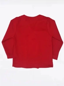 Suéter Cruzado Cuello V Con Botones Uniforme Escolar Para Escolta Punto Roma Tallas Reducidas - Rojo - Ver 3