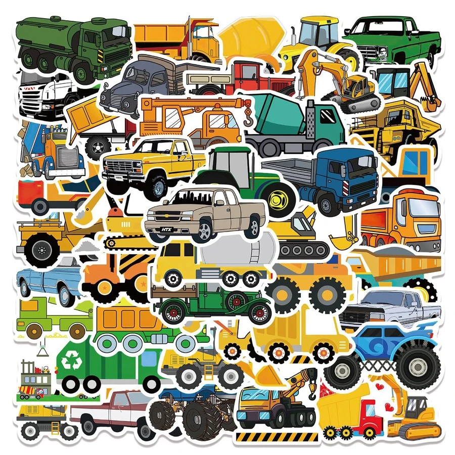 1 túi/50 chiếc Trẻ em Hoạt hình Ô tô/xe hơi Viết tháu Hình dán - Nhiều màu - Xem 1