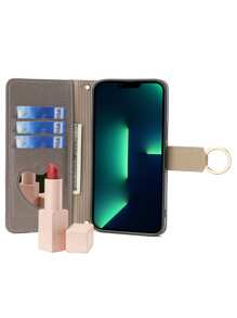 keyunfei 1pc Gray Metal Shoulder Strap Wallet Card Holder Stand Flip Cover Phone Case Compatible With Apple 17/17 Pro, Honor Magic Lite, OnePlus Nord CE3, Wish2, Apple 16/16E, A14, P20 Lite, Poco X5, Redmi Note 11 Pro, Pixel 3A, OPPO A16 - Grey - View 3