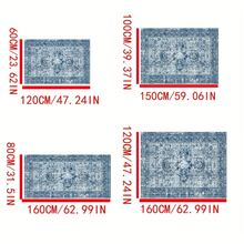 1pc Boho Soft Area Carpert Blue Shabby Chic Distressed NonShedding Living Room Bedroom Runner Rug Machine Washable Entrance Door Living Room Office Decor Rug Mat - Blue - View 5